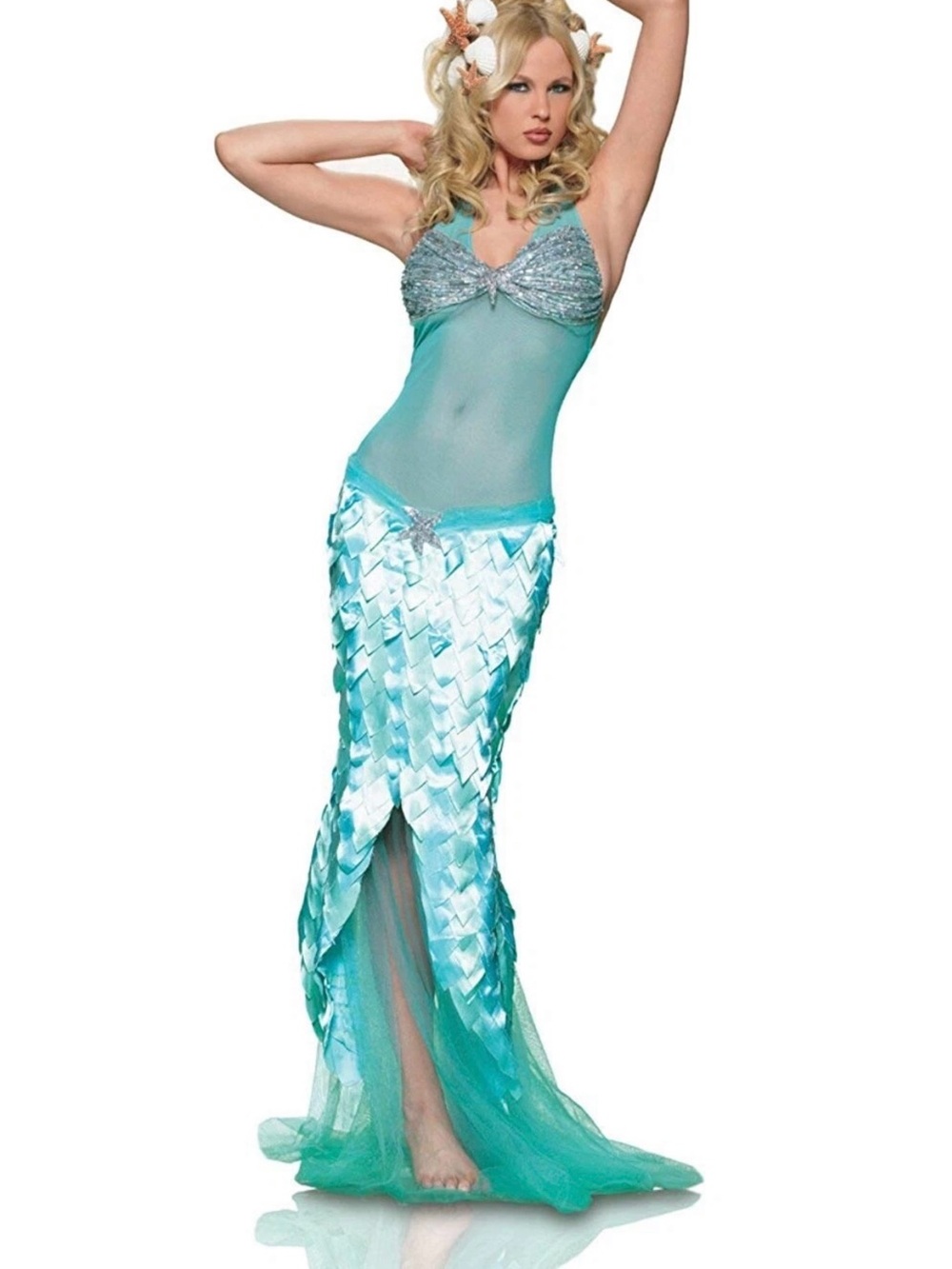 Unique Hand Embellished Mermaid Costume  Aqua Blue Y2K